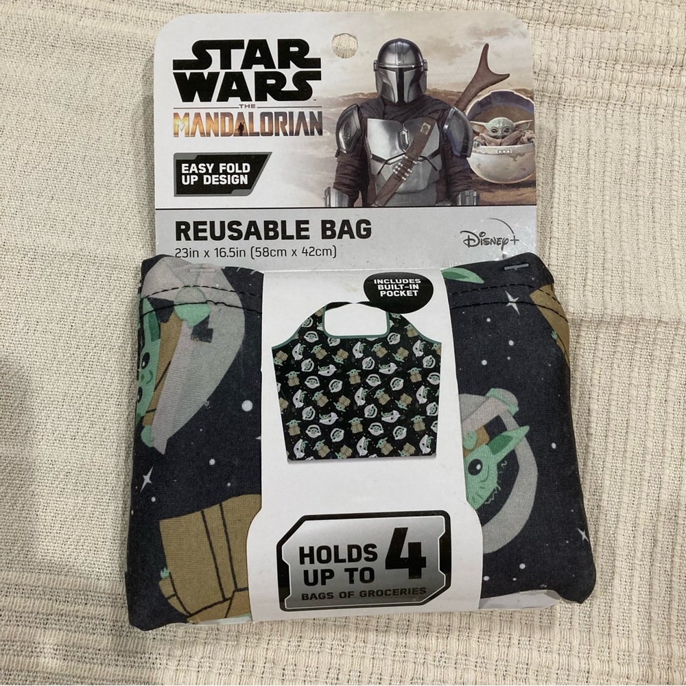 Disney Star Wars Baby Yoda Grogu Mandalorian Black and Green Tote Bag NWT